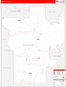 Humphreys County, MS Digital Map Red Line Style