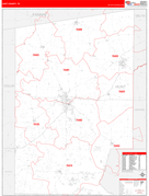 Hunt County, TX Digital Map Red Line Style