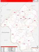 Hunterdon County, NJ Digital Map Red Line Style