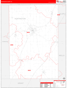 Huntington County, IN Digital Map Red Line Style