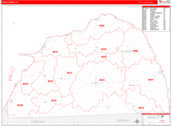 Huron County, MI Digital Map Red Line Style