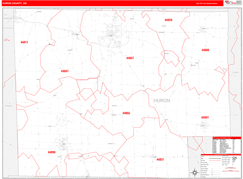 Huron County, OH Digital Map Red Line Style