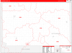 Hutchinson County, SD Digital Map Red Line Style