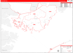 Hyde County, NC Digital Map Red Line Style