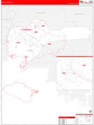 Iberia Parish (County), LA Digital Map Red Line Style