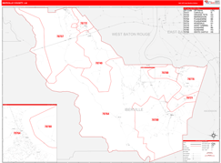 Iberville Parish (County), LA Digital Map Red Line Style