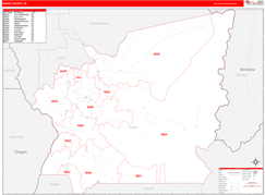 Idaho County, ID Digital Map Red Line Style