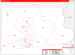 Imperial County, CA Digital Map Red Line Style
