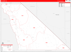 Inyo County, CA Digital Map Red Line Style