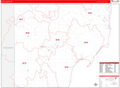 Iosco County, MI Digital Map Red Line Style