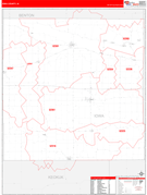 Iowa County, IA Digital Map Red Line Style