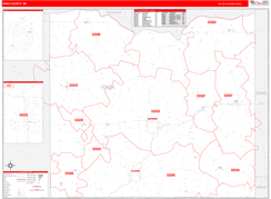 Iowa County, WI Digital Map Red Line Style