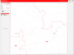 Irion County, TX Digital Map Red Line Style