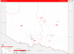 Iron County, MI Digital Map Red Line Style