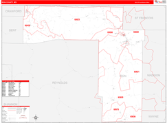 Iron County, MO Digital Map Red Line Style