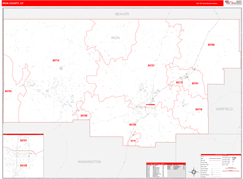 Iron County, UT Digital Map Red Line Style