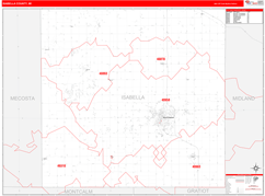 Isabella County, MI Digital Map Red Line Style