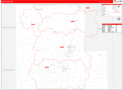 Isanti County, MN Digital Map Red Line Style