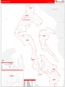 Island County, WA Digital Map Red Line Style