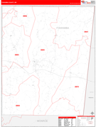Itawamba County, MS Digital Map Red Line Style