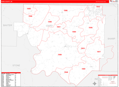 Izard County, AR Digital Map Red Line Style