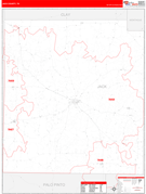 Jack County, TX Digital Map Red Line Style