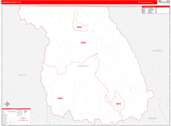 Jackson County, CO Digital Map Red Line Style