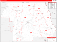 Jackson County, FL Digital Map Red Line Style