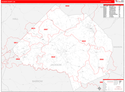 Jackson County, GA Digital Map Red Line Style