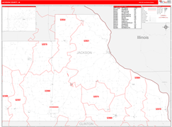 Jackson County, IA Digital Map Red Line Style