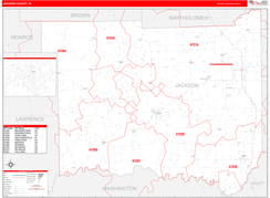 Jackson County, IN Digital Map Red Line Style