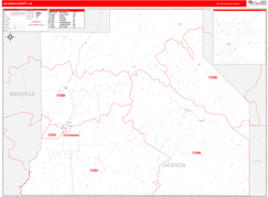 Jackson Parish (County), LA Digital Map Red Line Style