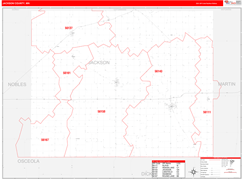 Jackson County, MN Digital Map Red Line Style