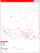 Jackson County, MS Digital Map Red Line Style