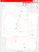 Jackson County, OH Digital Map Red Line Style