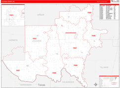 Jackson County, OK Digital Map Red Line Style