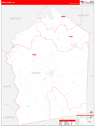 Jasper County, GA Digital Map Red Line Style