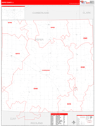 Jasper County, IL Digital Map Red Line Style