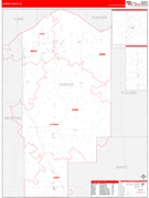 Jasper County, IN Digital Map Red Line Style