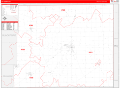 Jay County, IN Digital Map Red Line Style