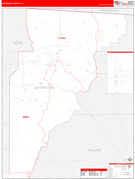 Jefferson County, FL Digital Map Red Line Style