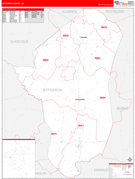 Jefferson County, GA Digital Map Red Line Style