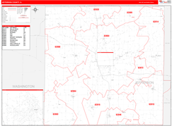 Jefferson County, IL Digital Map Red Line Style