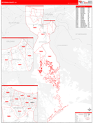 Jefferson Parish (County), LA Digital Map Red Line Style