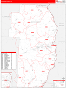 Jefferson County, OH Digital Map Red Line Style