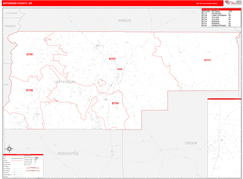 Jefferson County, OR Digital Map Red Line Style