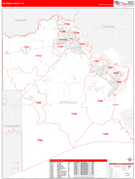 Jefferson County, TX Digital Map Red Line Style