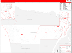 Jefferson County, WA Digital Map Red Line Style