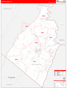 Jefferson County, WV Digital Map Red Line Style