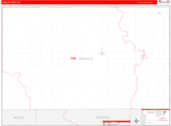 Jerauld County, SD Digital Map Red Line Style